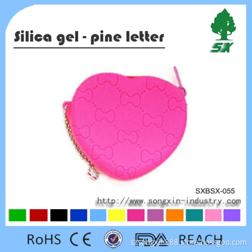 Colorful Cute Heart Shape Bowknot Silicone Coin Wallet Coin Purse